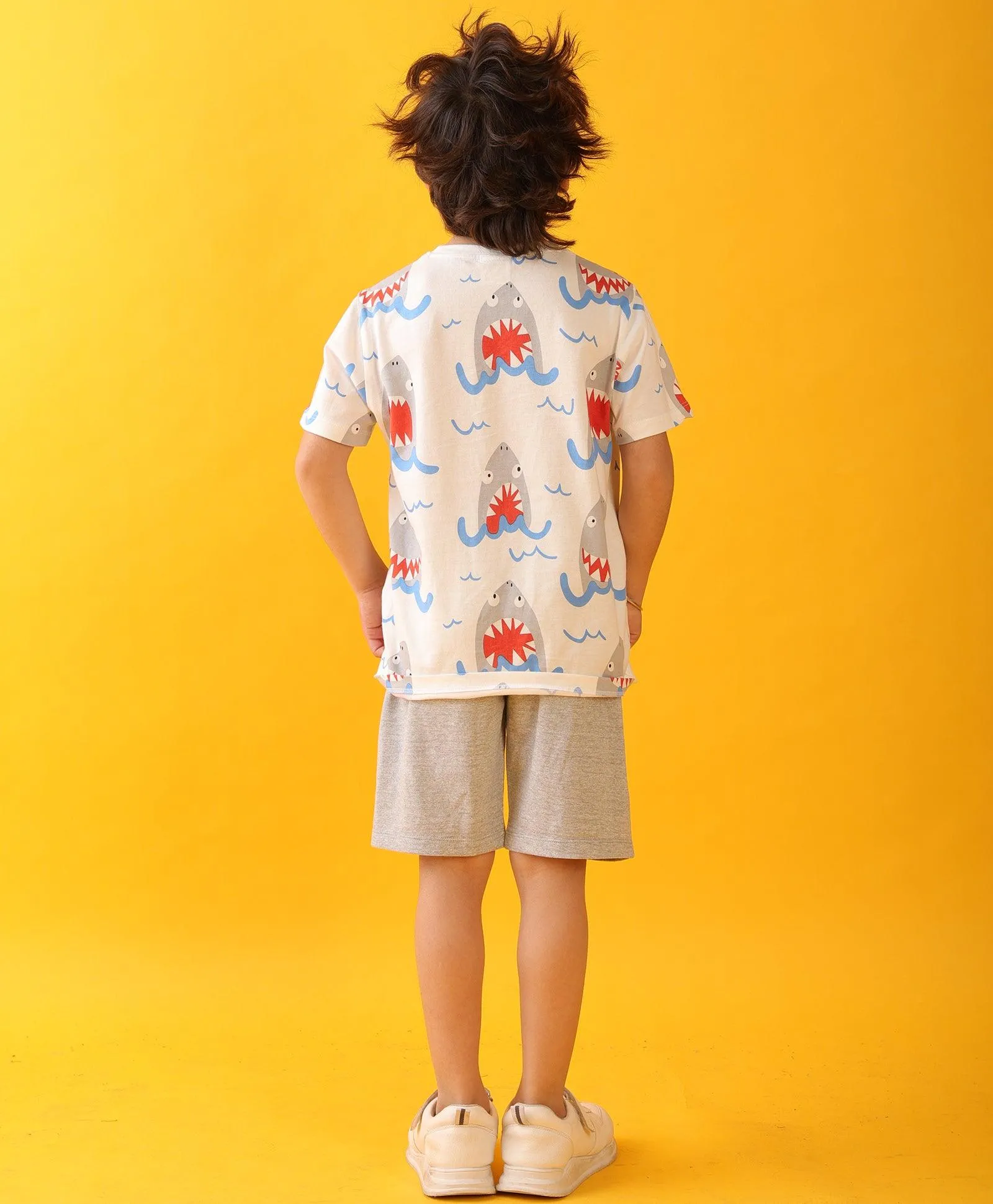 SHARK ECRU SHORTS SUMMER SET - OFF WHITE