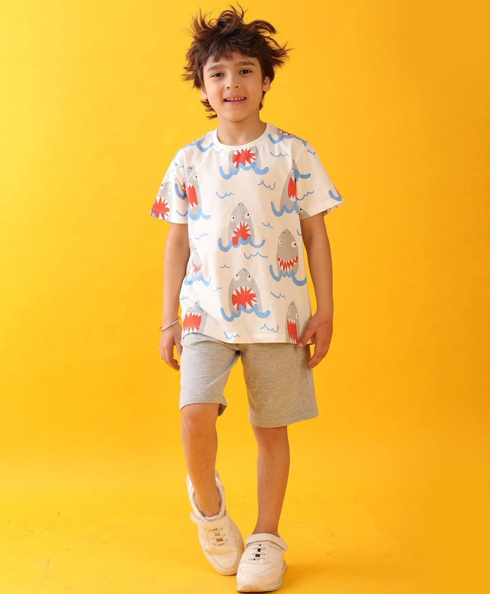 SHARK ECRU SHORTS SUMMER SET - OFF WHITE