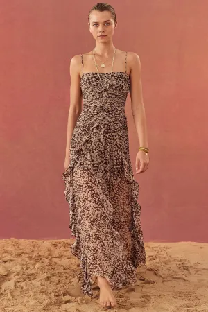 Shona Joy Valeria Ruched Frill Maxi Dress