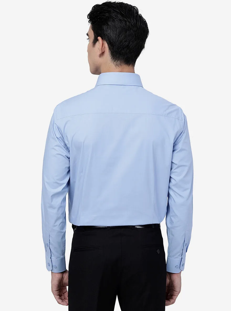 Sky Blue Solid Slim Fit Formal Shirt | Greenfibre