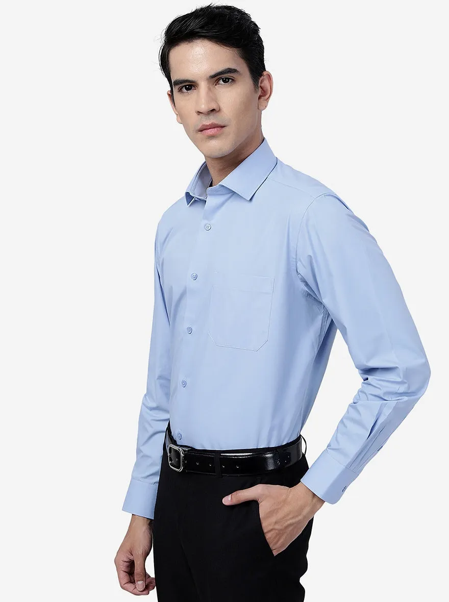 Sky Blue Solid Slim Fit Formal Shirt | Greenfibre
