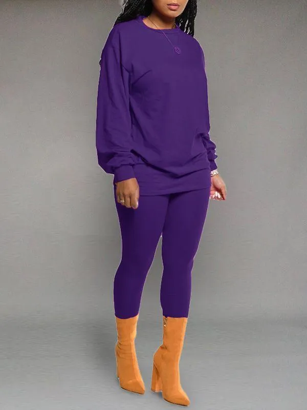 Solid Sweatshirt & Leggings Set--Clearance