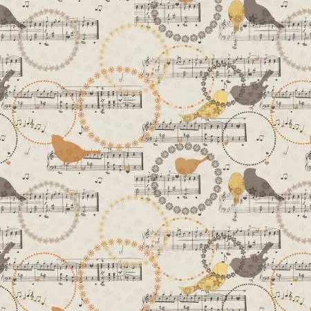 Song Bird - Cream Song Bird Melody by Camelot Fabrics by the yard 3323