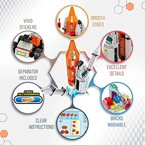 Space Exploration Shuttle Toys for 6 7 8 9 10 11 12 Year Old Boys 12-in-1 STEM Aerospace Building Kit Toy with Heavy Transport Rocket and Launcher Best Gifts for 6-12 Year Old Boys (566 Pieces)