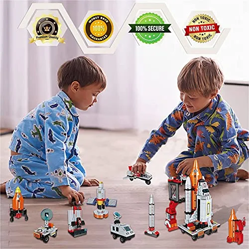 Space Exploration Shuttle Toys for 6 7 8 9 10 11 12 Year Old Boys 12-in-1 STEM Aerospace Building Kit Toy with Heavy Transport Rocket and Launcher Best Gifts for 6-12 Year Old Boys (566 Pieces)