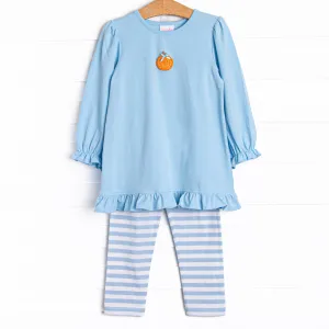 Spice and Everything Nice Embroidered Legging Set, Blue