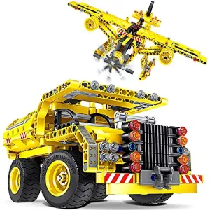 STEM Toy Building Sets for Boys 8-12 Construction Engineering Kit Builds Dump Truck or Airplane (2in1) STEM Building Toy Set for Kids - Ages 6 7 8 9 10 11 12 Years Old, Boy Toys Gift