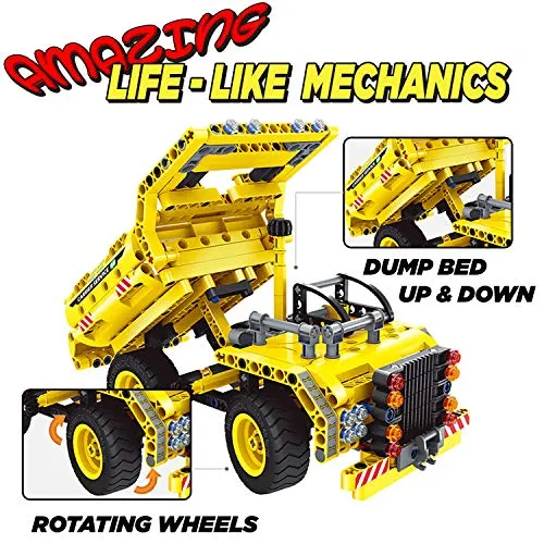 STEM Toy Building Sets for Boys 8-12 Construction Engineering Kit Builds Dump Truck or Airplane (2in1) STEM Building Toy Set for Kids - Ages 6 7 8 9 10 11 12 Years Old, Boy Toys Gift