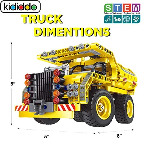 STEM Toy Building Sets for Boys 8-12 Construction Engineering Kit Builds Dump Truck or Airplane (2in1) STEM Building Toy Set for Kids - Ages 6 7 8 9 10 11 12 Years Old, Boy Toys Gift