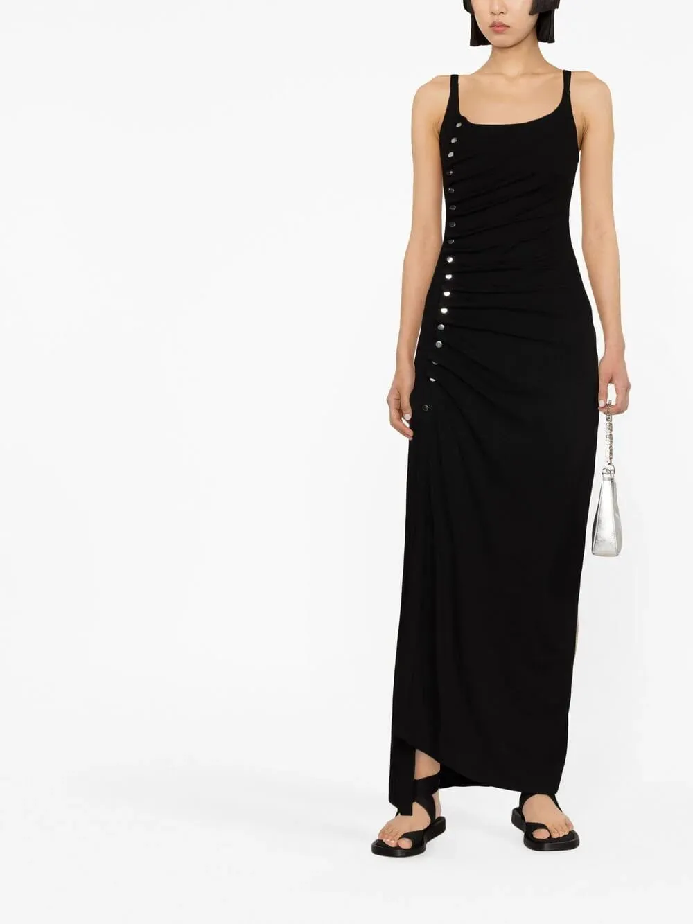 Stud-embellished Black Maxi Dress