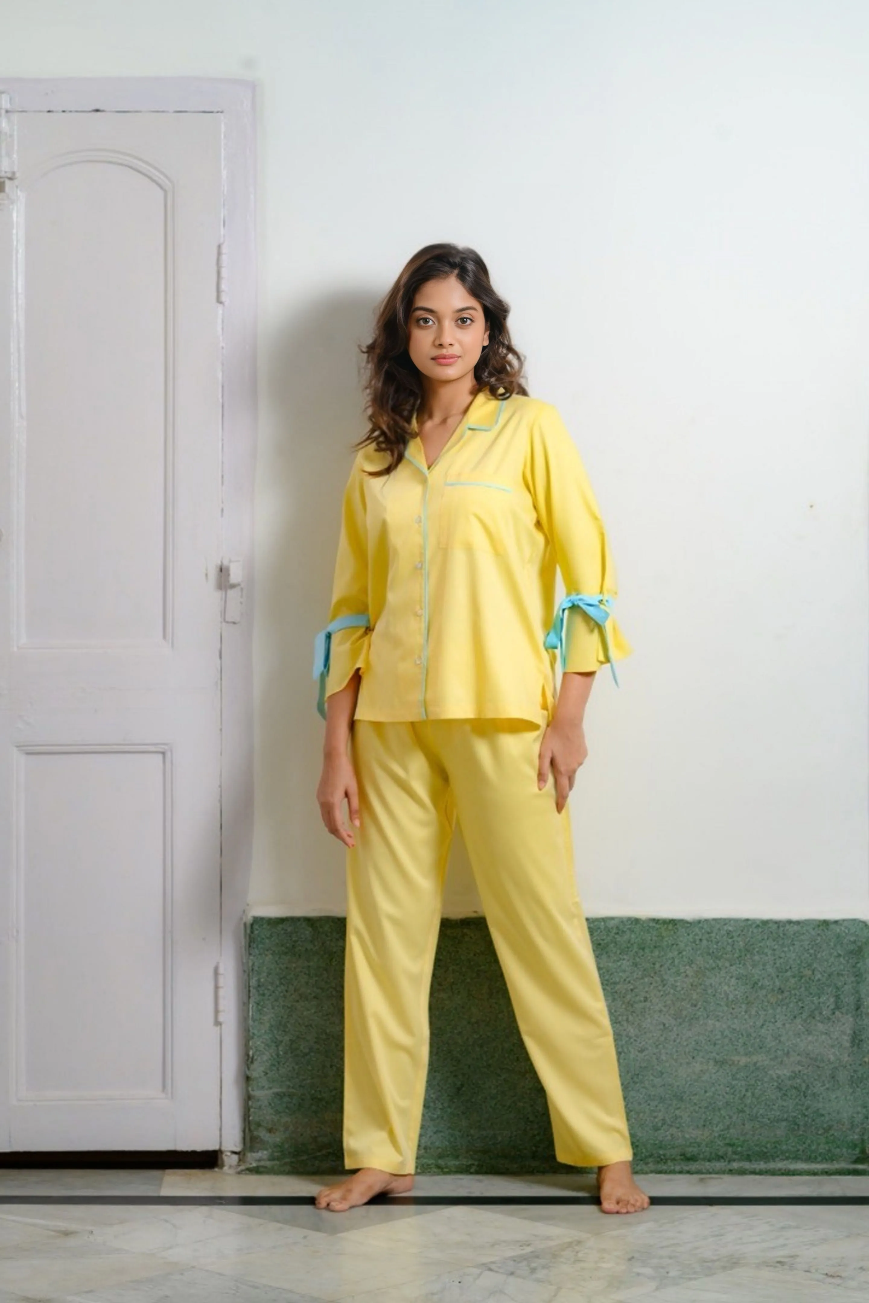 Sunbeam Bow Yellow Night Suit