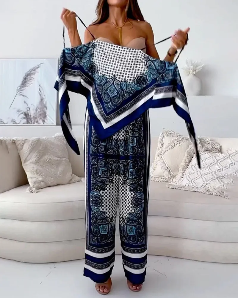 SYD - STYLISH PRINTED SLEEVELESS TOP AND PANTS SET