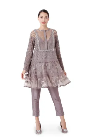 taupe short anarkali set