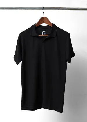 TEXTURED KINT BLACK POLO SHIRT