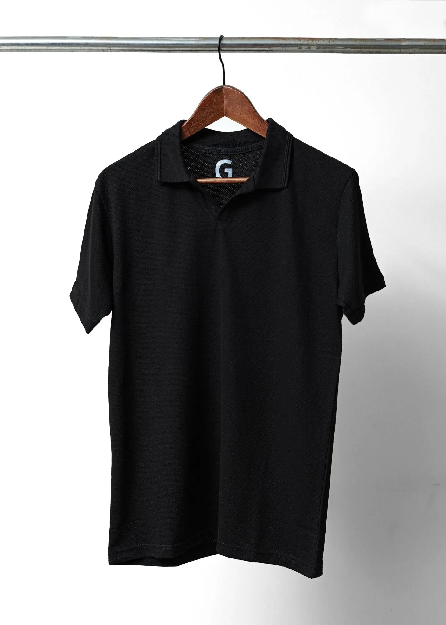 TEXTURED KINT BLACK POLO SHIRT