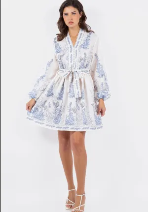 Tinsley Dress - Blue and White