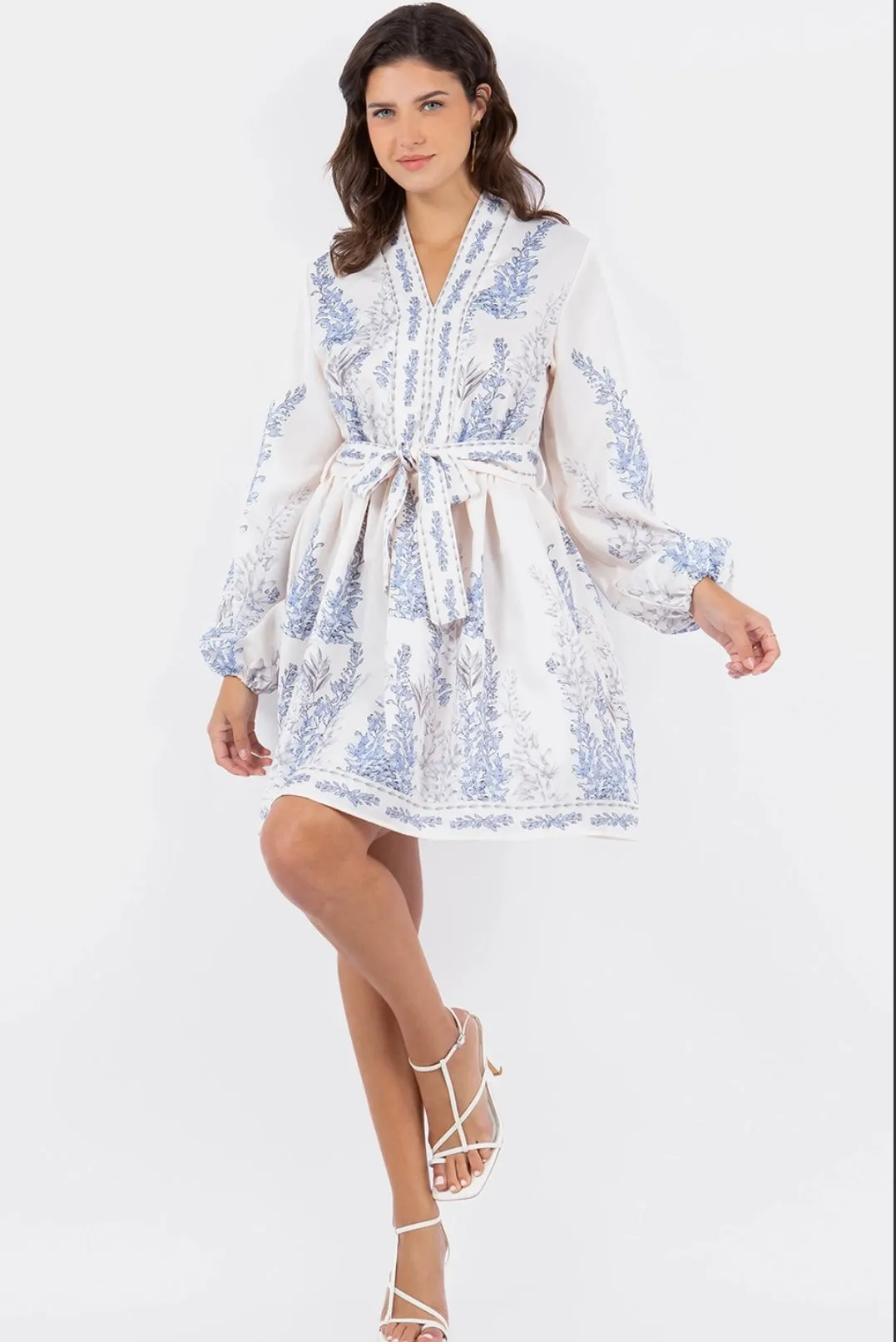 Tinsley Dress - Blue and White