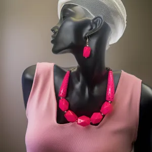 Tribal Rock Style Bone Necklace & Earrings Set