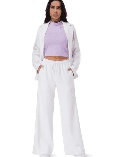 TRIBE OF 6 AMALIE RECYCLED STRETCH HIGH WAISTED WIDE LEG TRACK PANT
