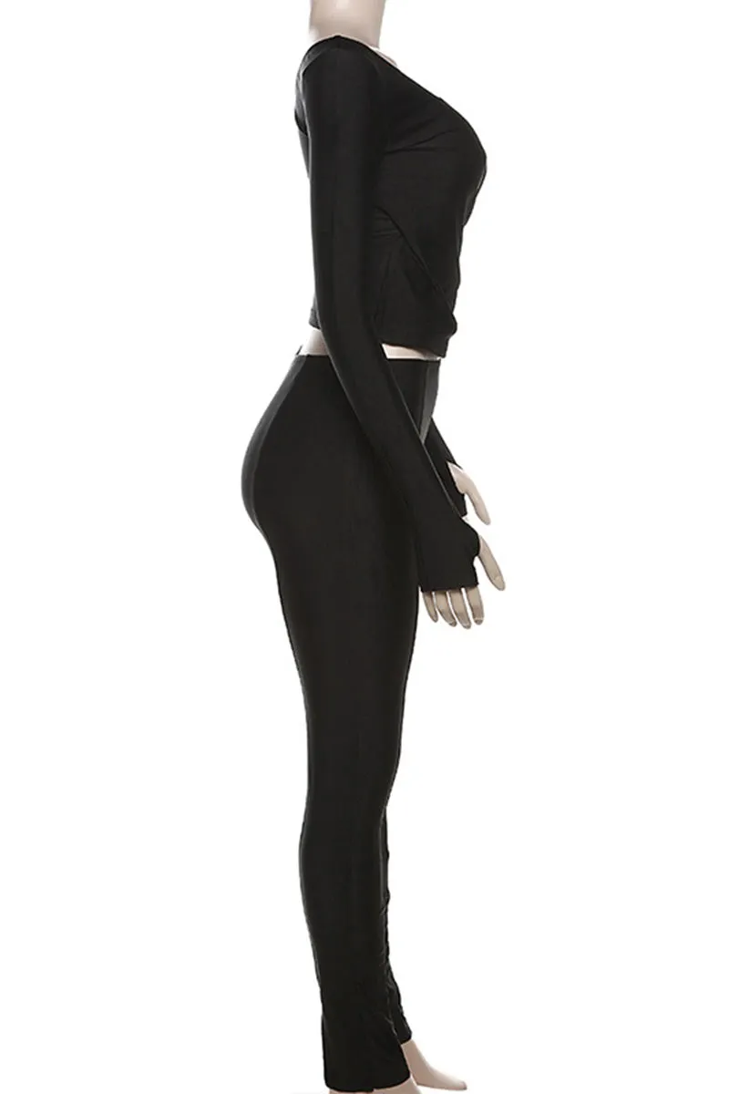 UG0259 V neck Shirt and Leggings Set
