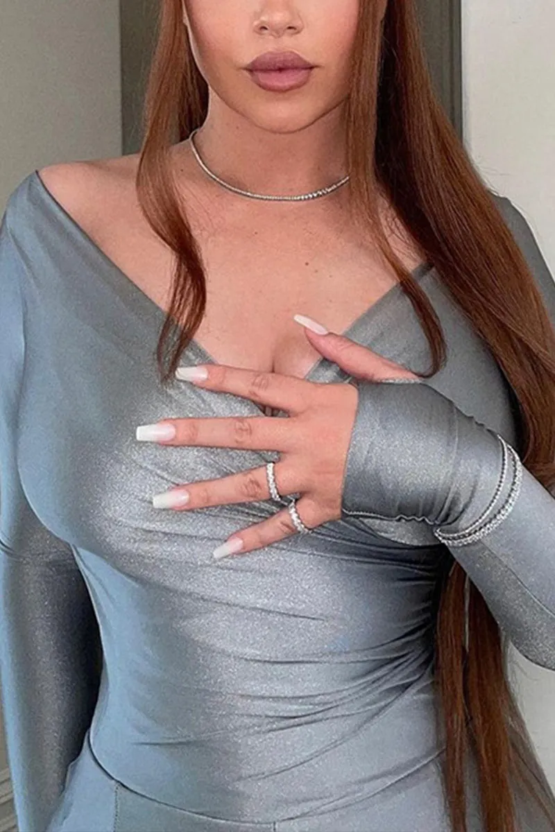 UG0259 V neck Shirt and Leggings Set