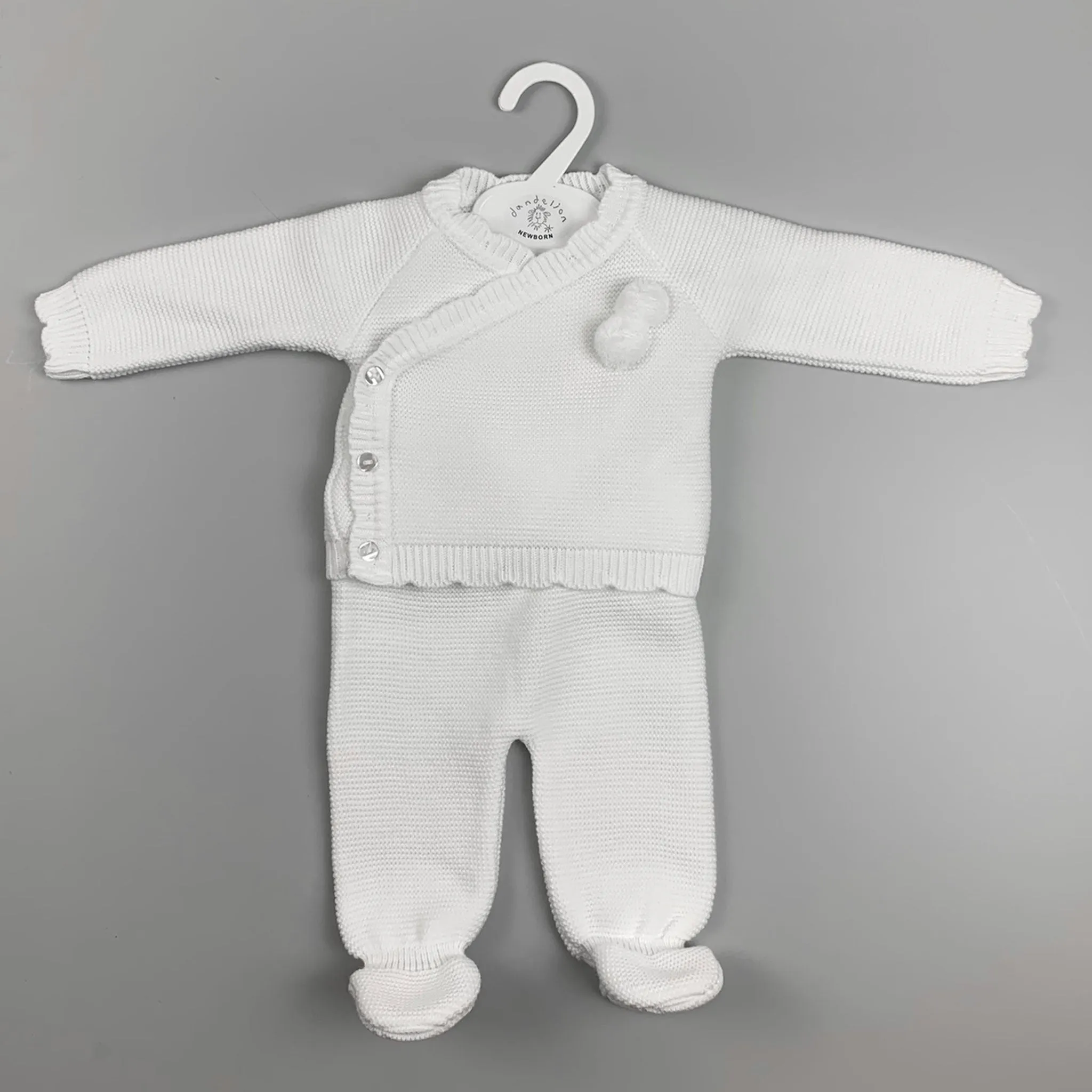 Unisex Baby Knitted Outfit- Spanish Style 2 Piece - White