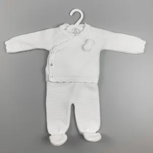 Unisex Baby Knitted Outfit- Spanish Style 2 Piece - White