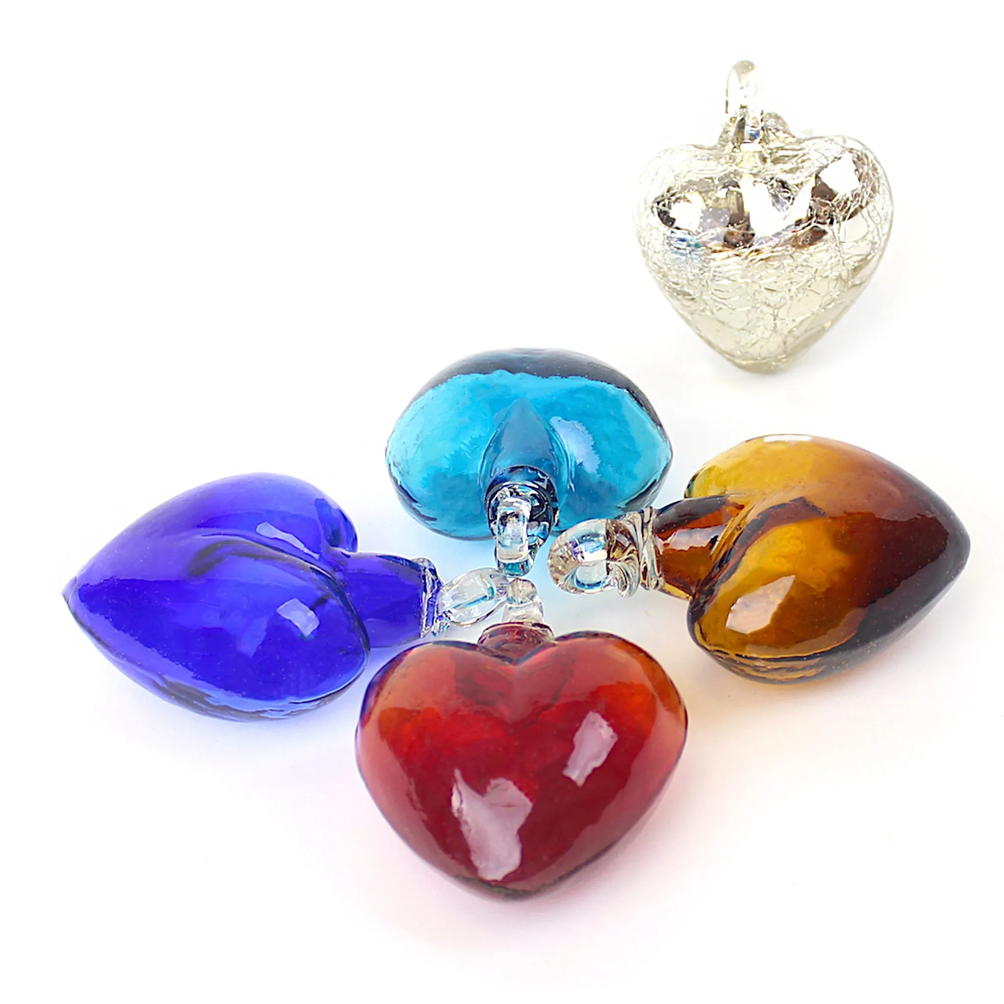 Vestige Heart, Aqua Glass Heart Ornaments.
