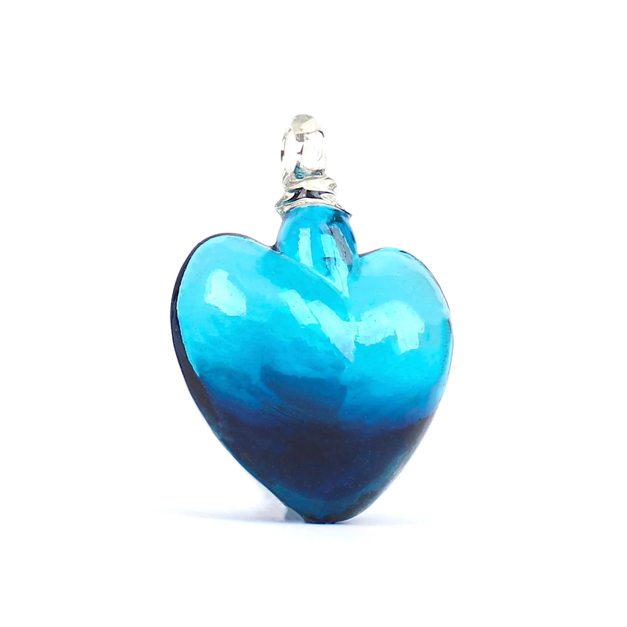 Vestige Heart, Aqua Glass Heart Ornaments.
