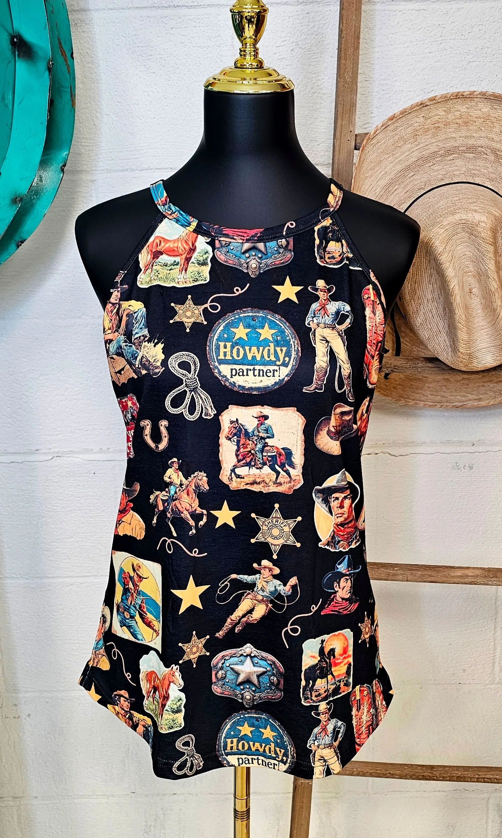 Vintage Cowboy Collage Western Tank Top