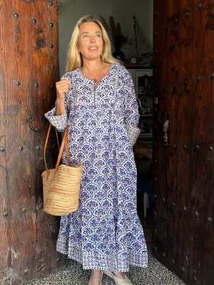 Vintage dress  blue flower Boho