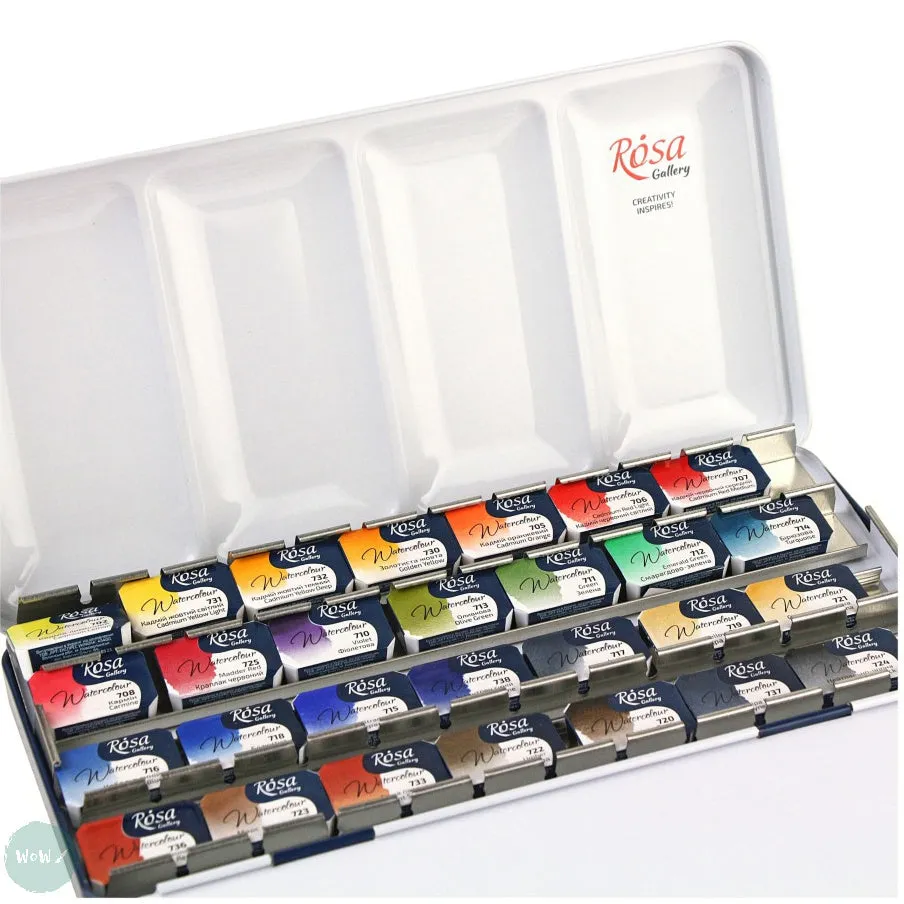 Watercolour Paint Sets - ROSA GALLERY - CLASSIC - Whole Pan Metal Tin - 28 Assorted
