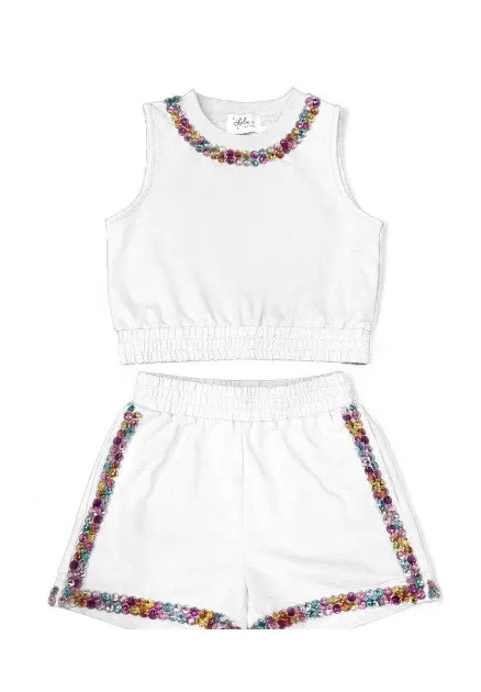 White Rainbow Gem Short Set