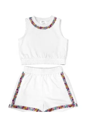 White Rainbow Gem Short Set