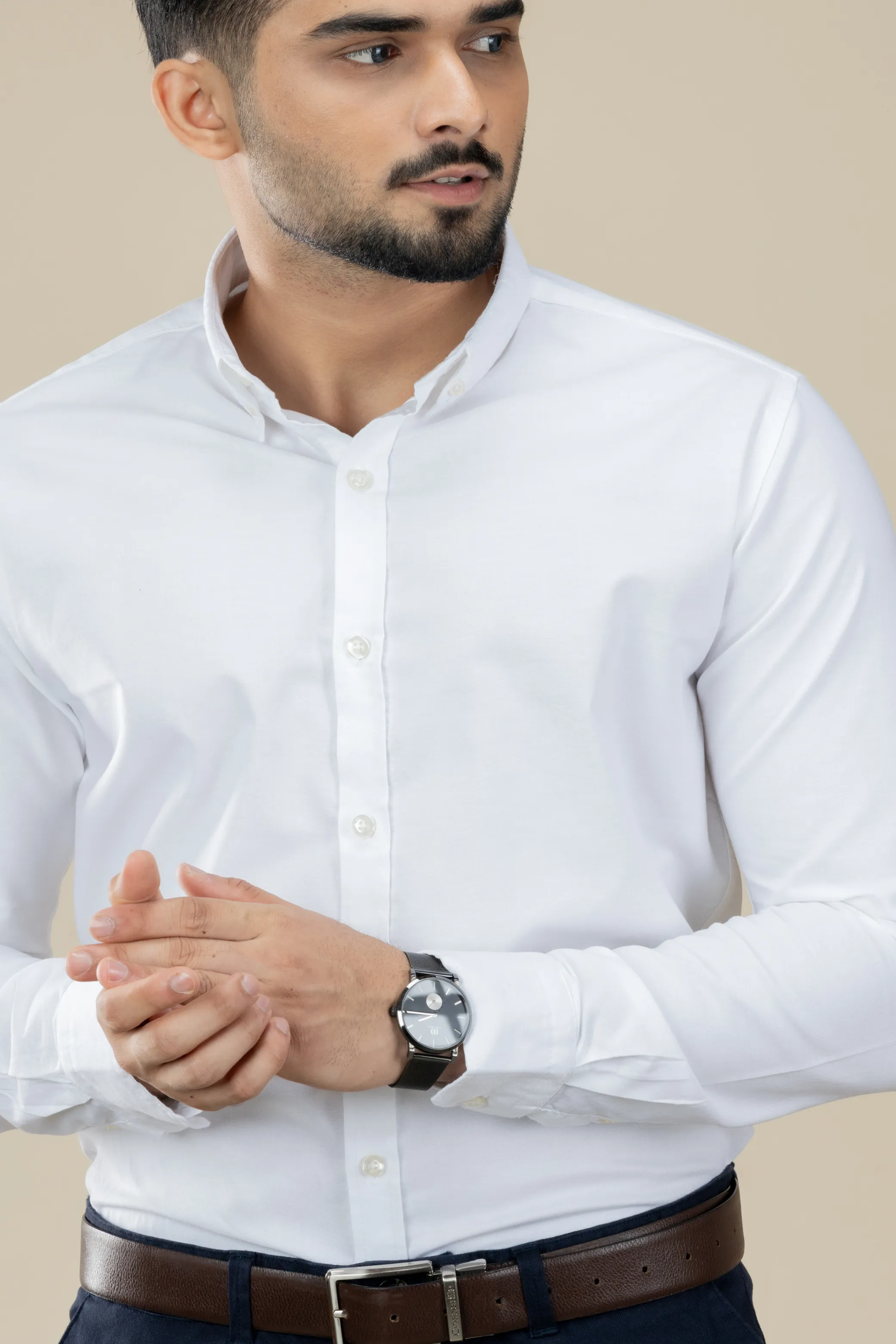 White Washed Oxford Long Sleeve Shirt