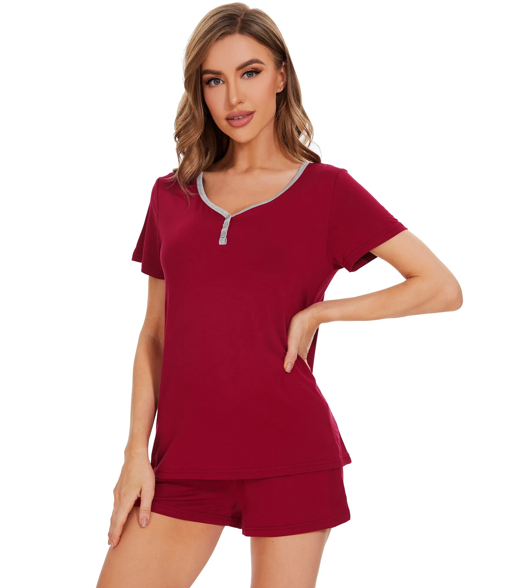 WiWi Bamboo Button Down Pajama Set for Women