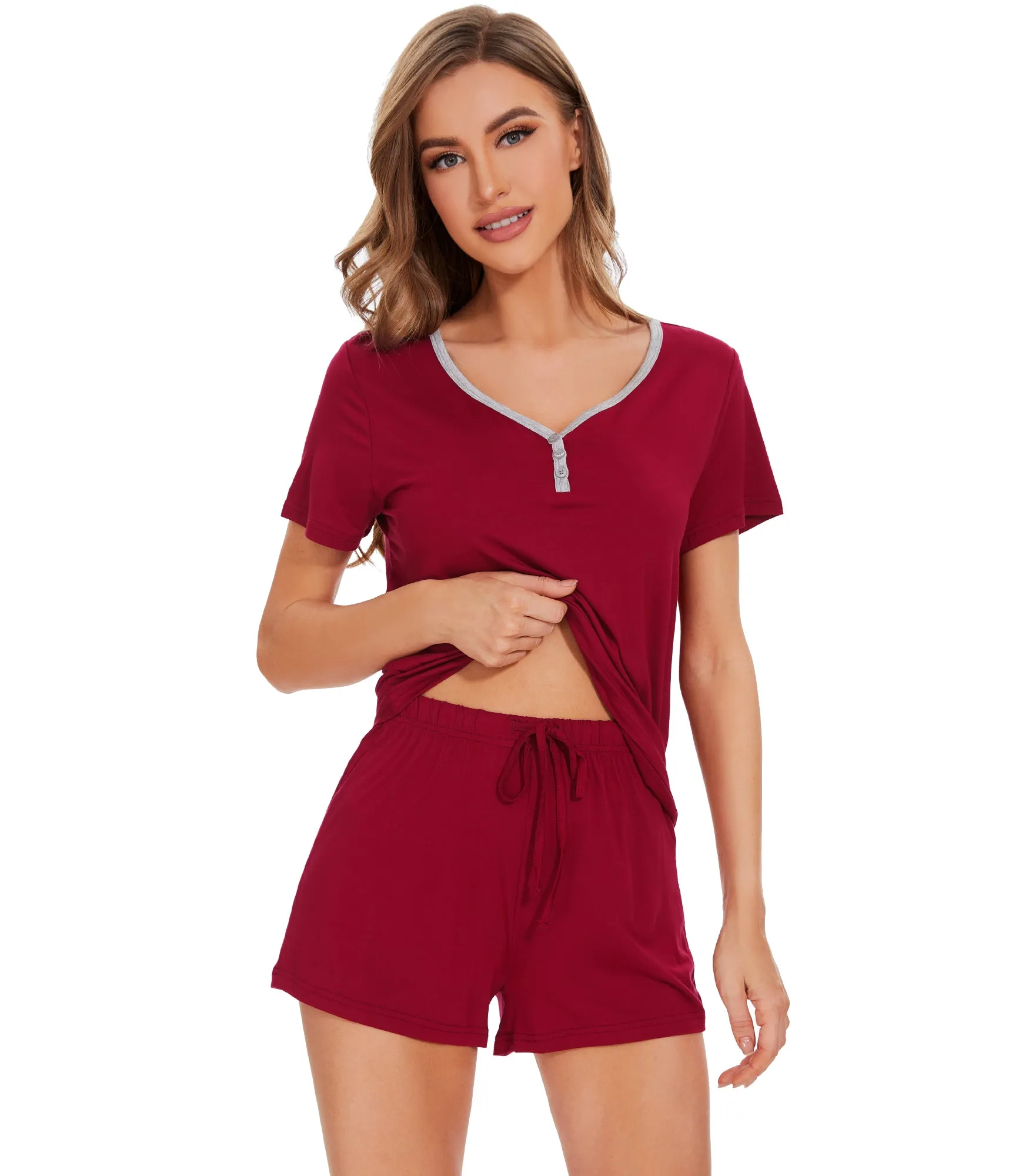 WiWi Bamboo Button Down Pajama Set for Women