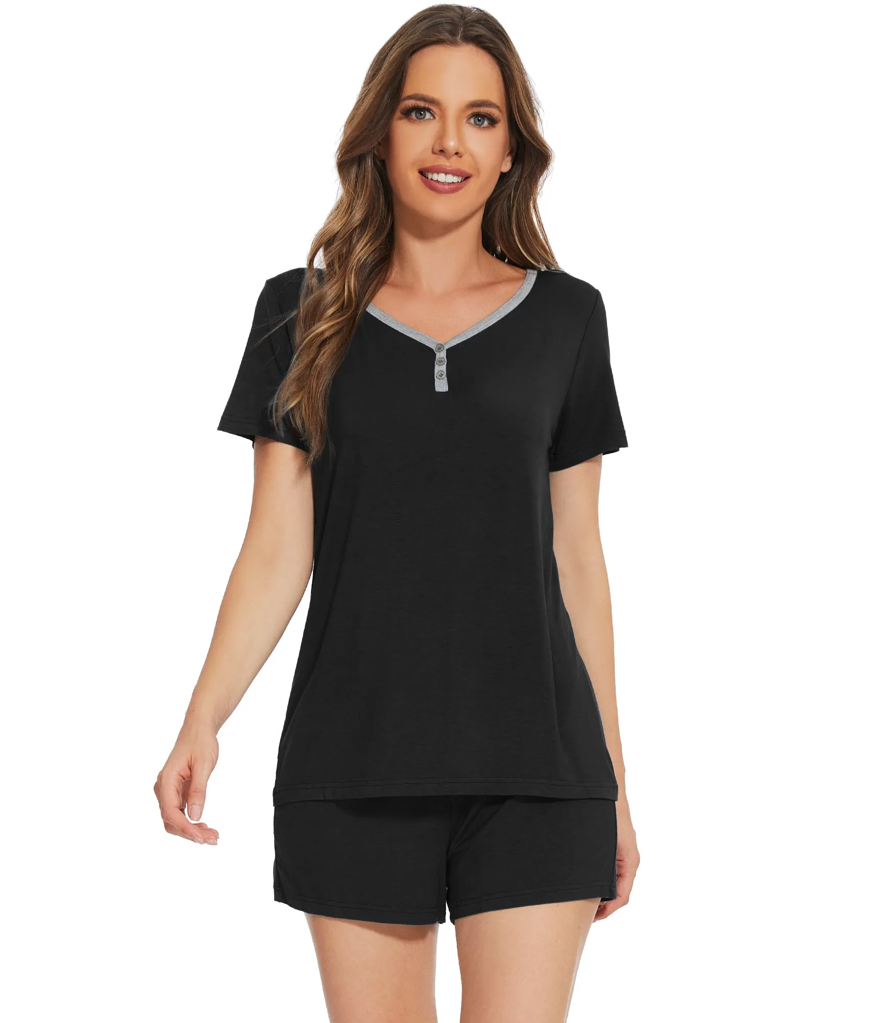 WiWi Bamboo Button Down Pajama Set for Women