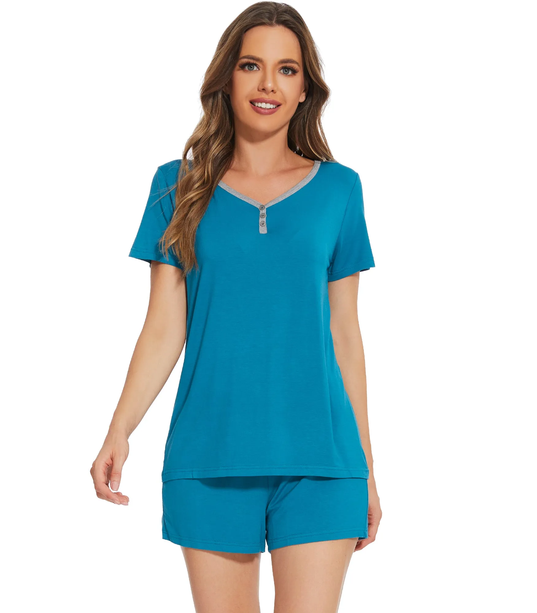 WiWi Bamboo Button Down Pajama Set for Women