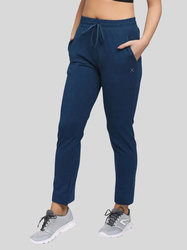 Women Aqua Blue Solid Track Pant an Joggers - EASY BACK-AB