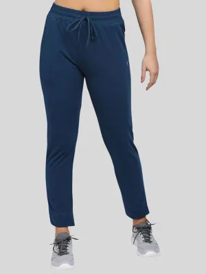 Women Aqua Blue Solid Track Pant an Joggers - EASY BACK-AB