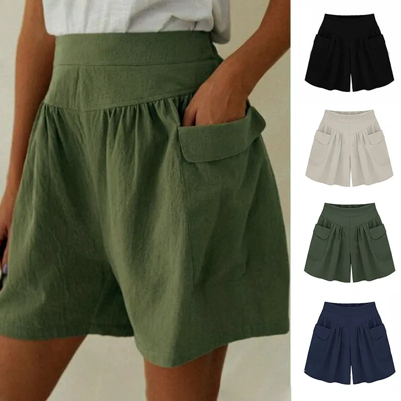 Women Beach Casual Hot Shorts with Elastic Waistband