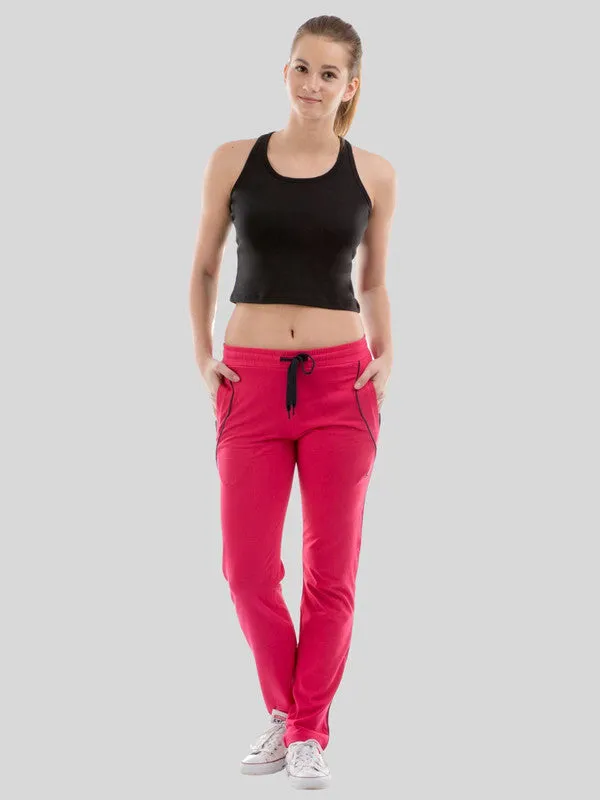 Women Dark Pink Solid Track Pants & Joggers_ NEO CLASSIC TRACK_D. Pink