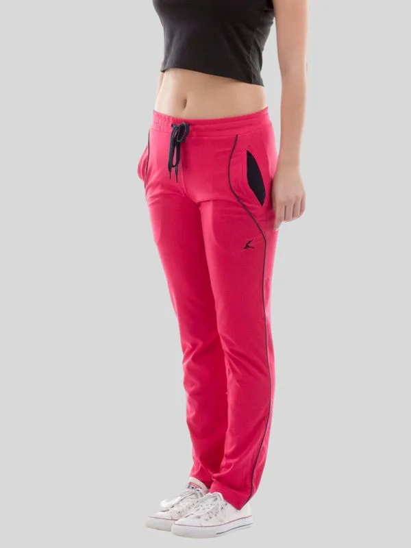 Women Dark Pink Solid Track Pants & Joggers_ NEO CLASSIC TRACK_D. Pink