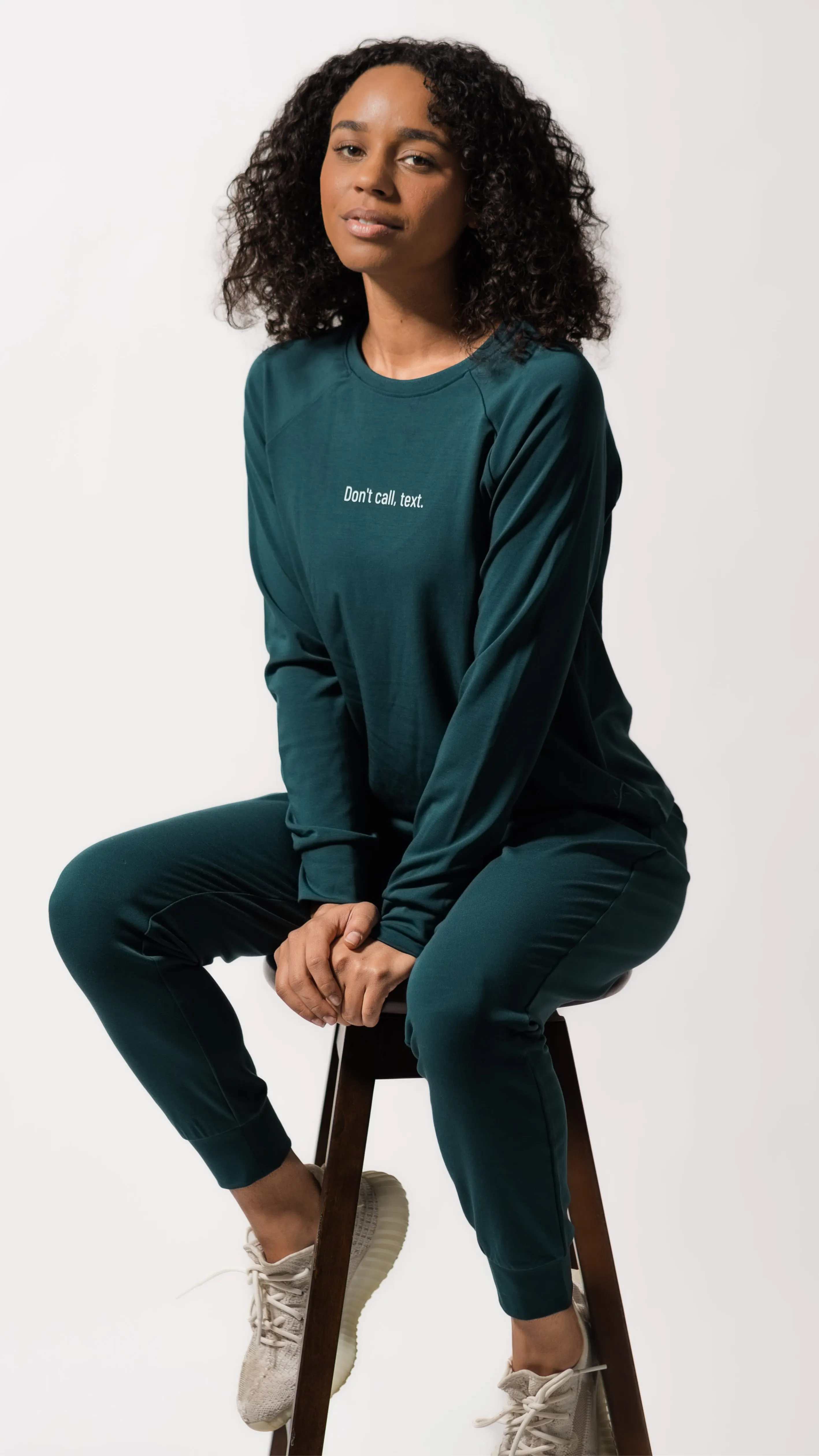 Women's 'Don't Call Text' Bamboo Jogger & Pullover Set
