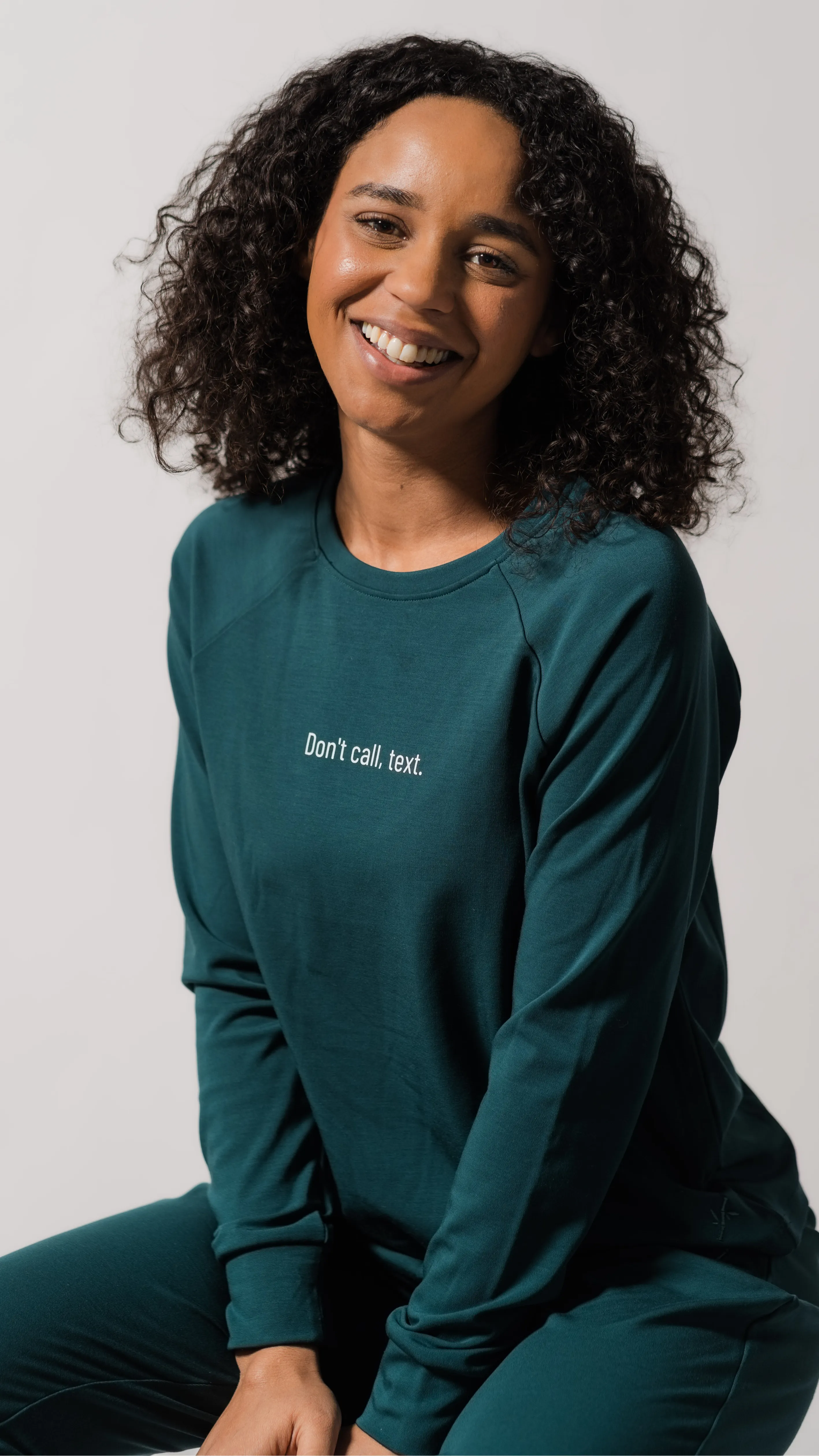 Women's 'Don't Call Text' Bamboo Jogger & Pullover Set