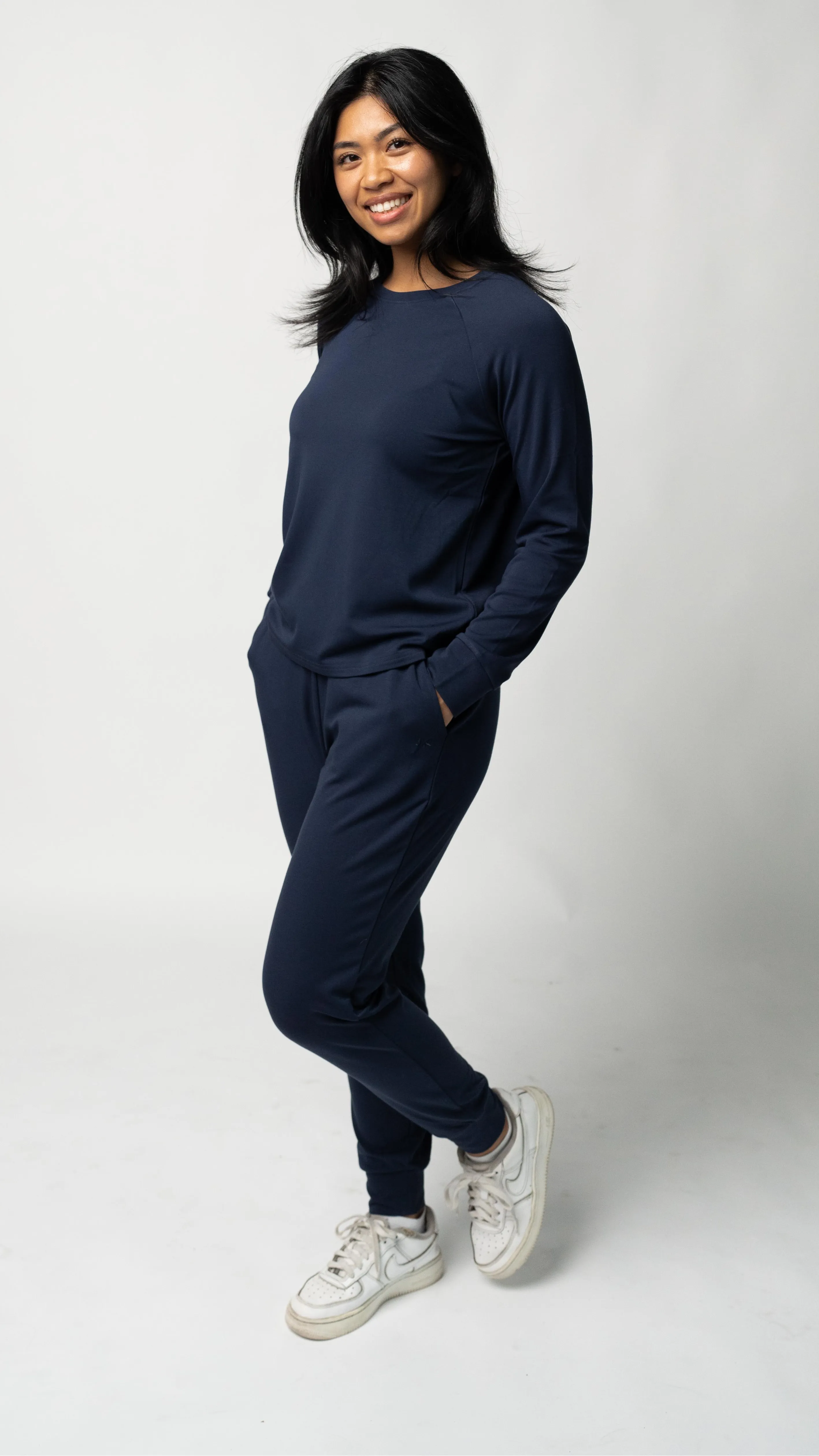 Women's Plain Bamboo Jogger & Pullover Set -Burgundy