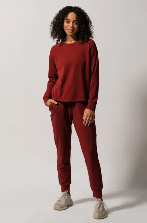 Women's Plain Bamboo Jogger & Pullover Set -Burgundy