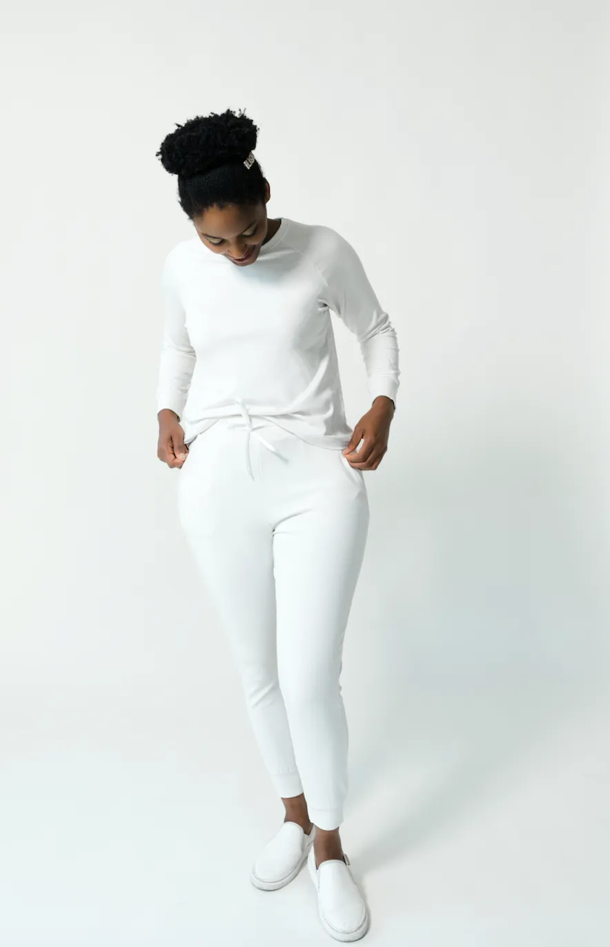Women's Plain Bamboo Jogger & Pullover Set -Burgundy