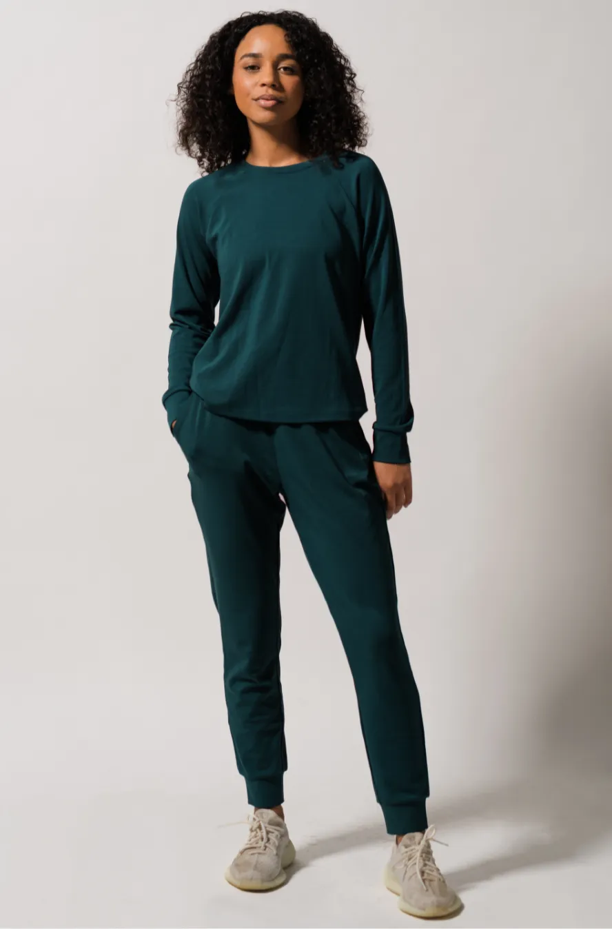 Women's Plain Bamboo Jogger & Pullover Set -Burgundy